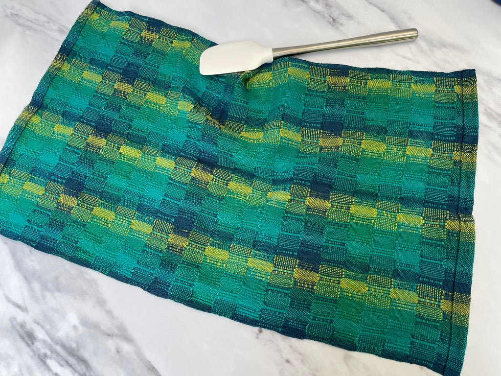 Vibrant Lagoon Handwoven Kitchen Towels