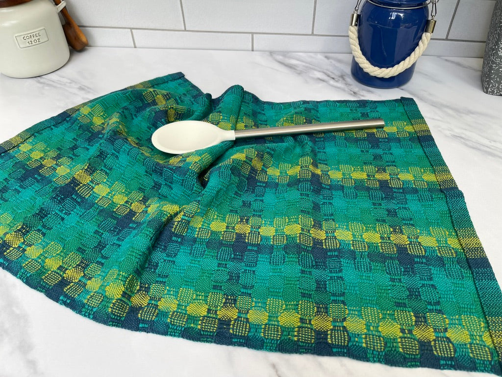 Vibrant Lagoon Handwoven Kitchen Towels