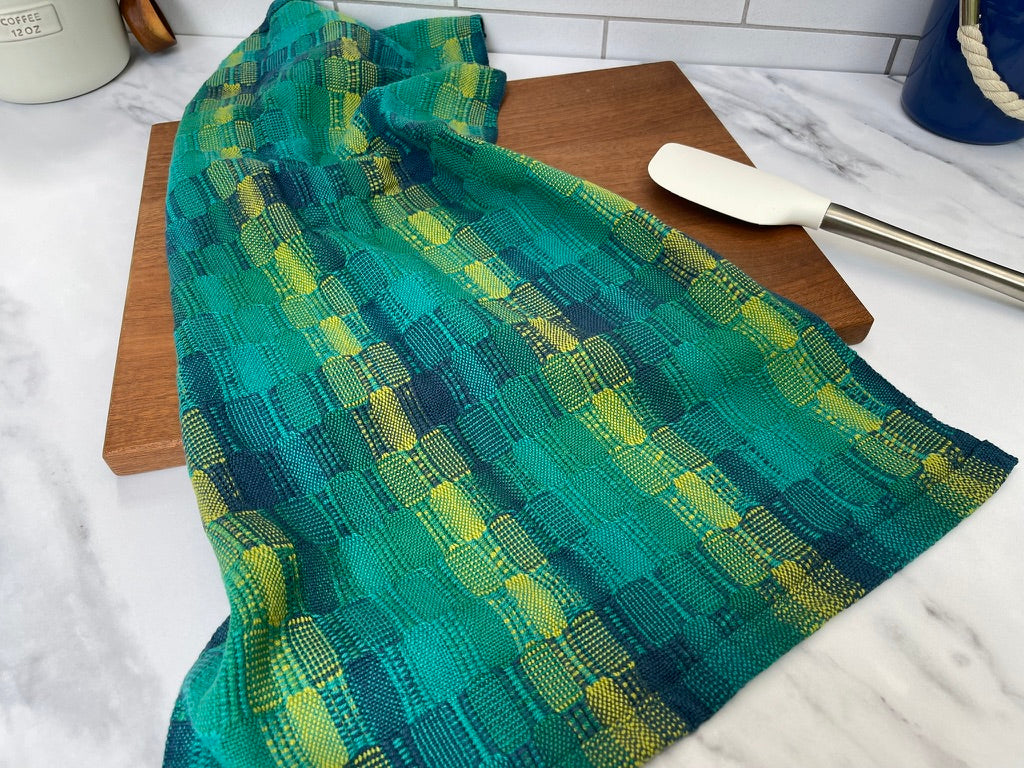 Vibrant Lagoon Handwoven Kitchen Towels