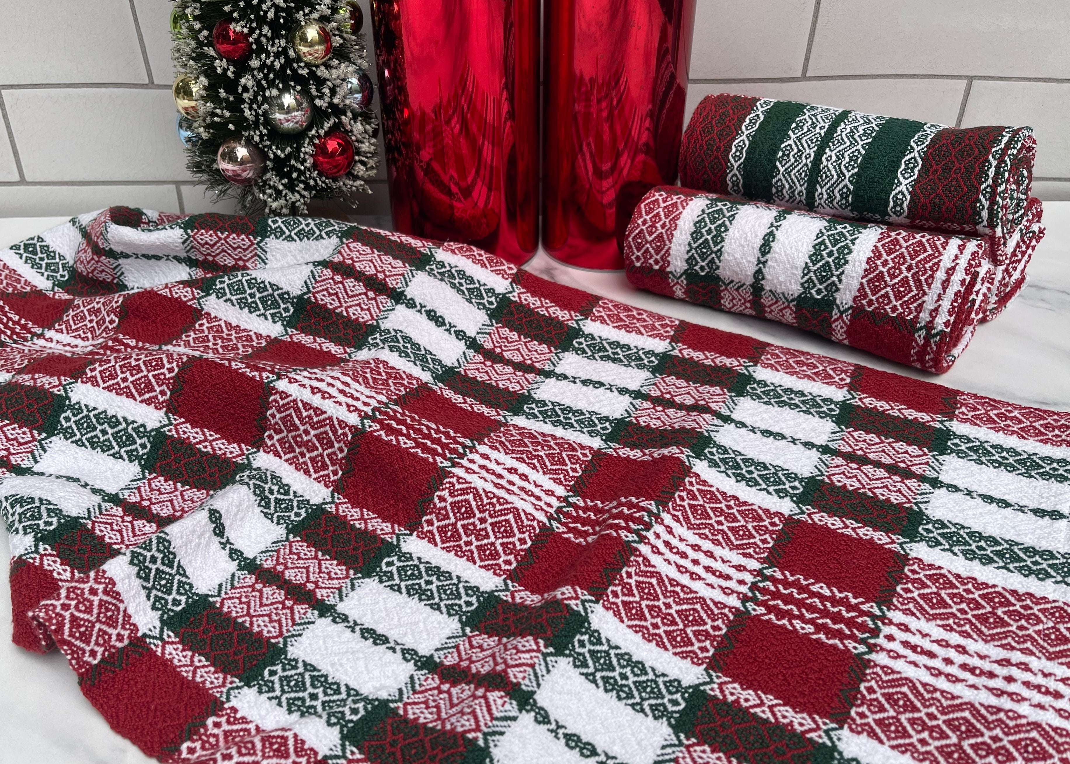 Classic Holiday Handwoven Cotton Kitchen Towels