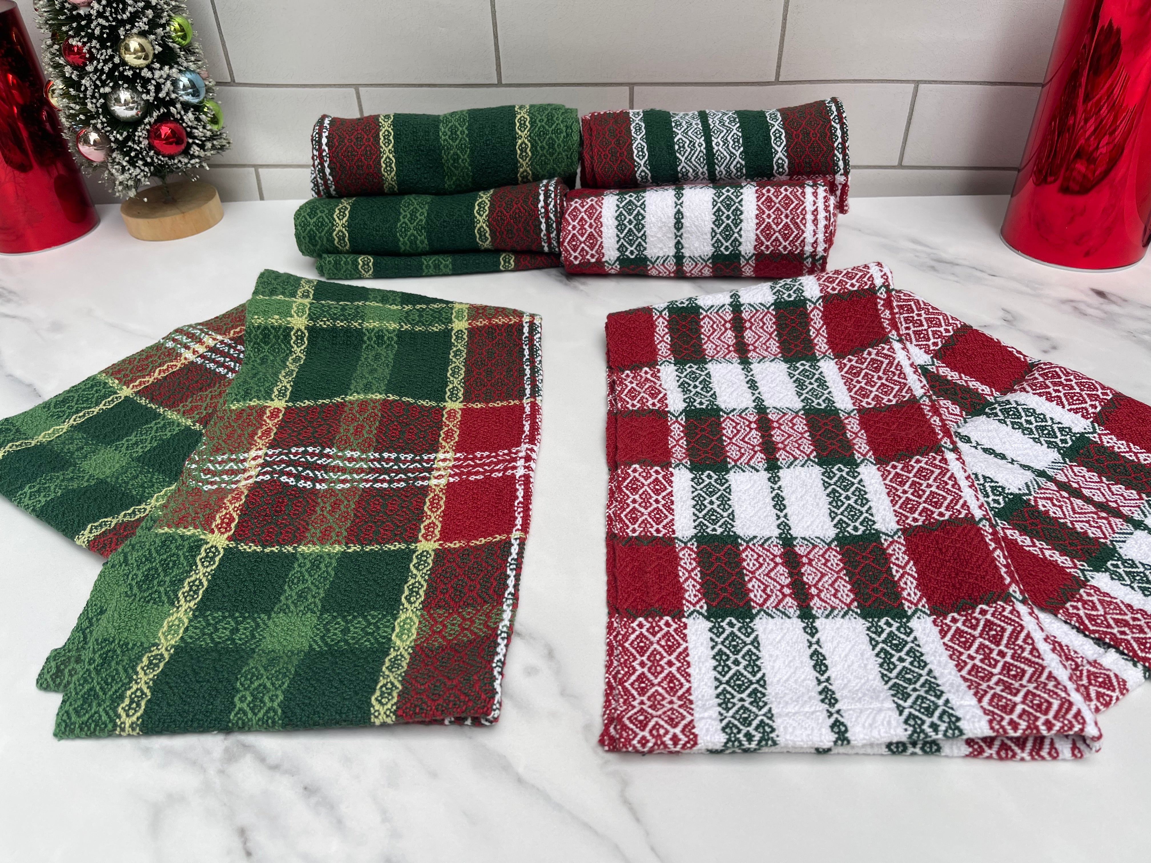 Classic Holiday Handwoven Cotton Kitchen Towels