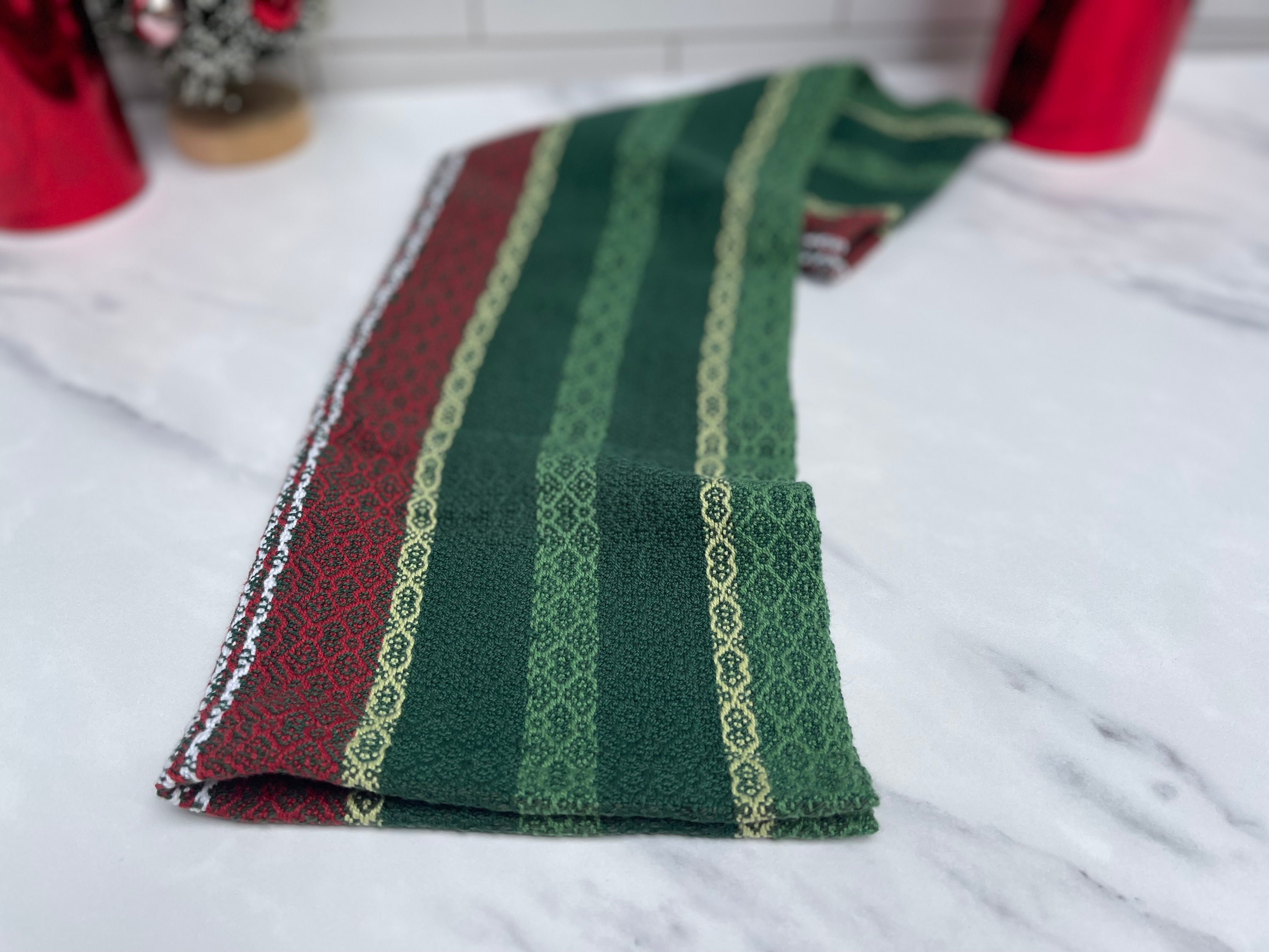 Classic Holiday Handwoven Cotton Kitchen Towels
