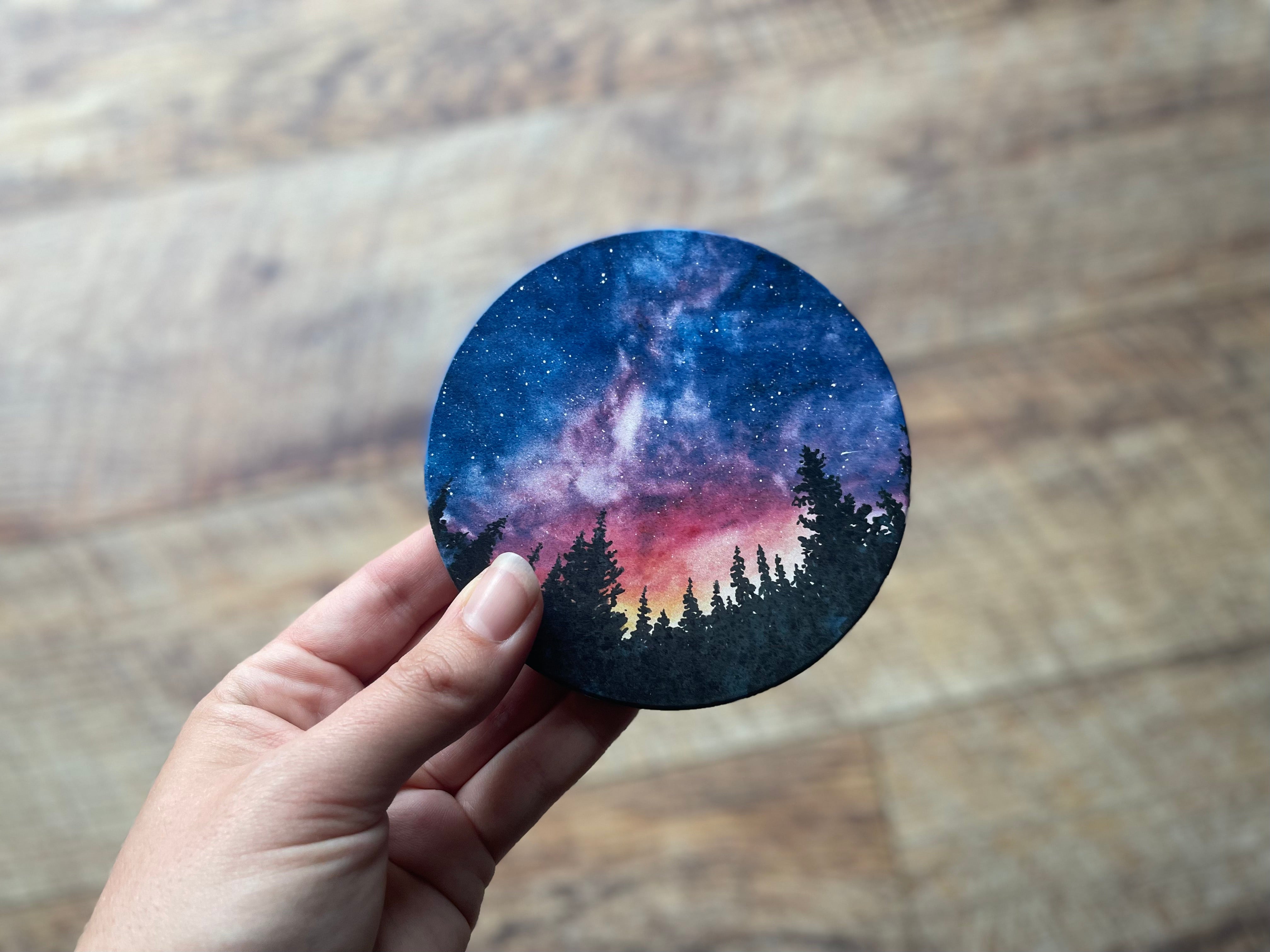 Set of 4 Galaxy Art Ceramic Coasters