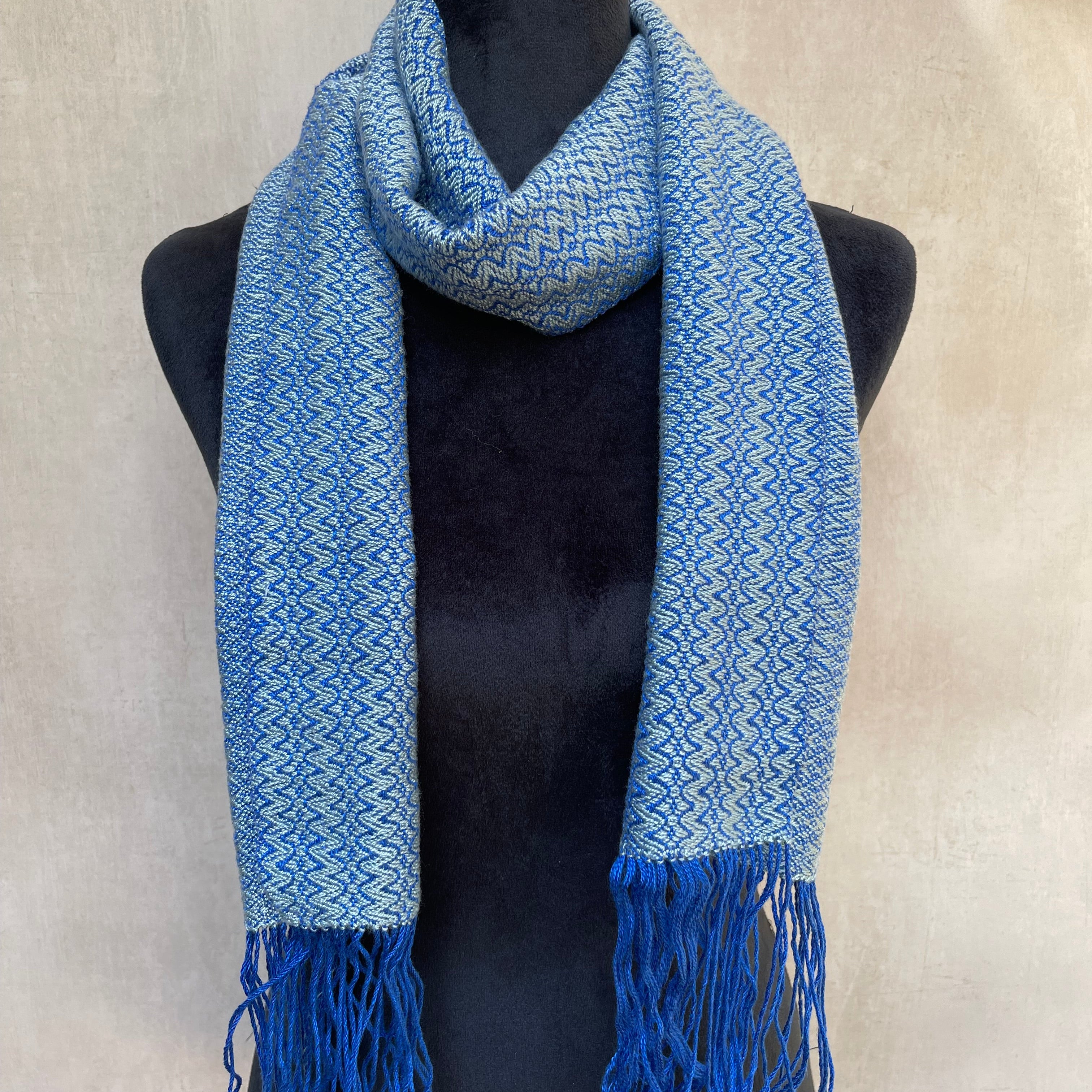 Handwoven Tencel Scarf - "Ice Castles"