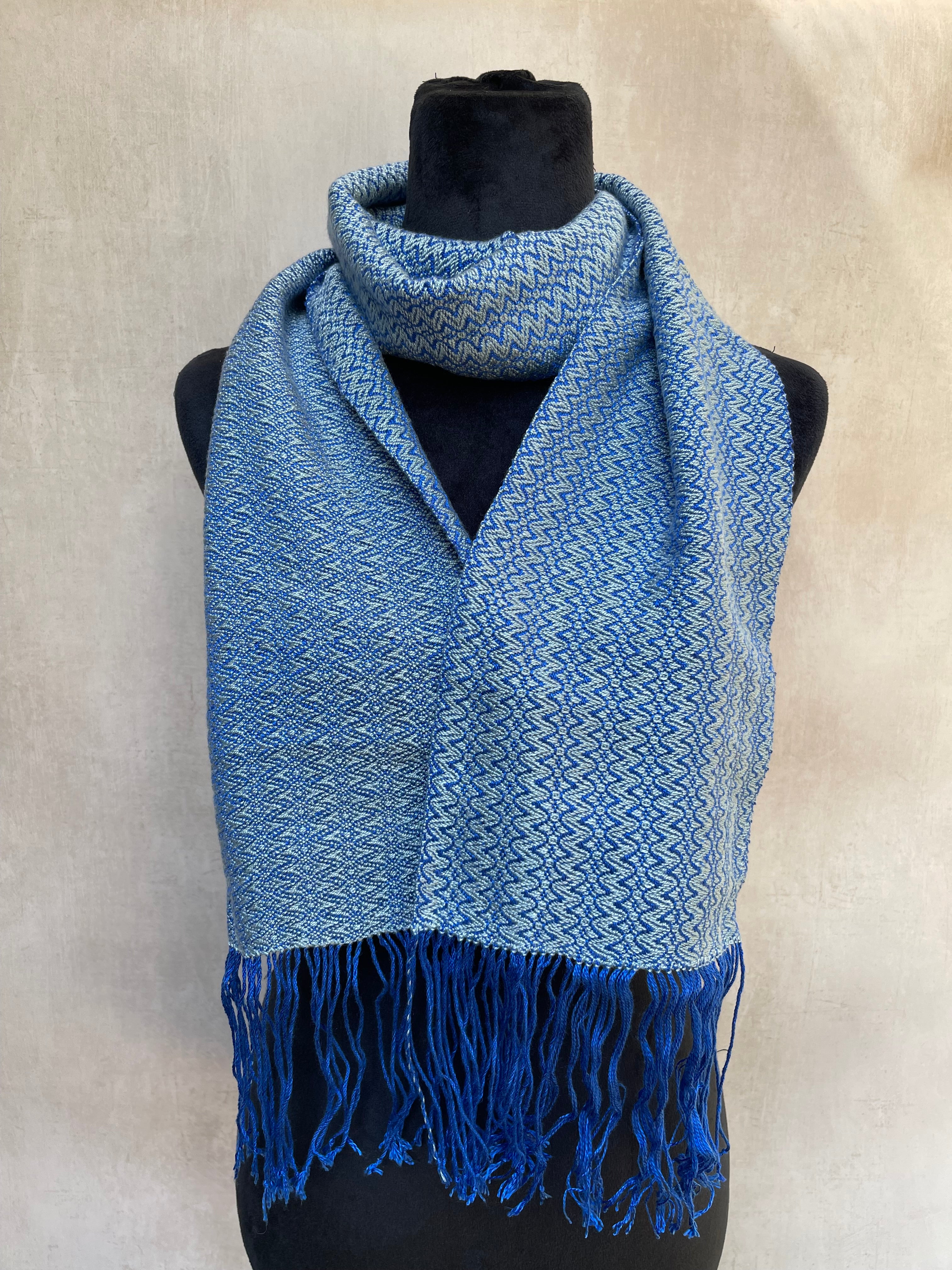 Handwoven Tencel Scarf - "Ice Castles"