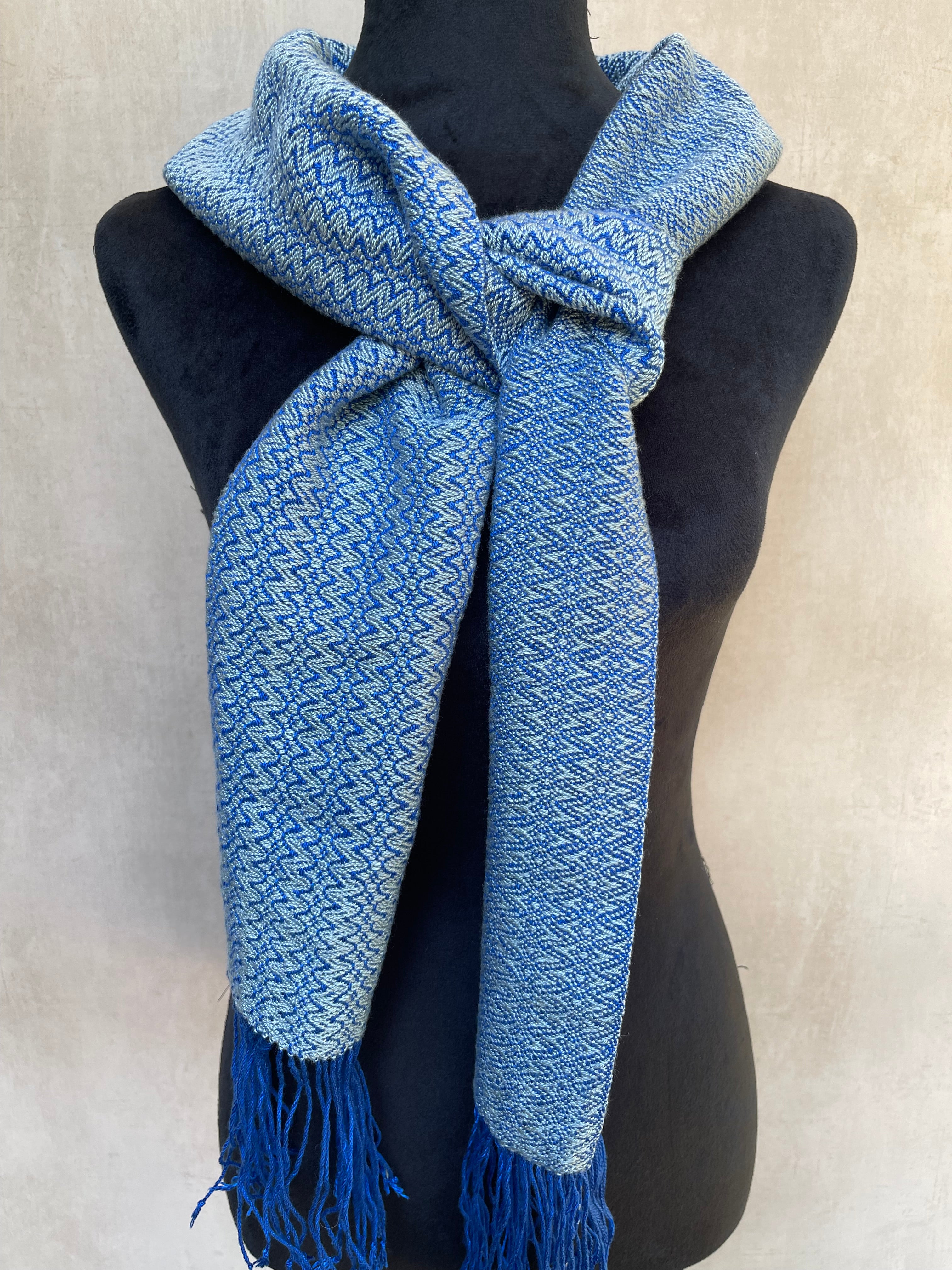 Handwoven Tencel Scarf - "Ice Castles"