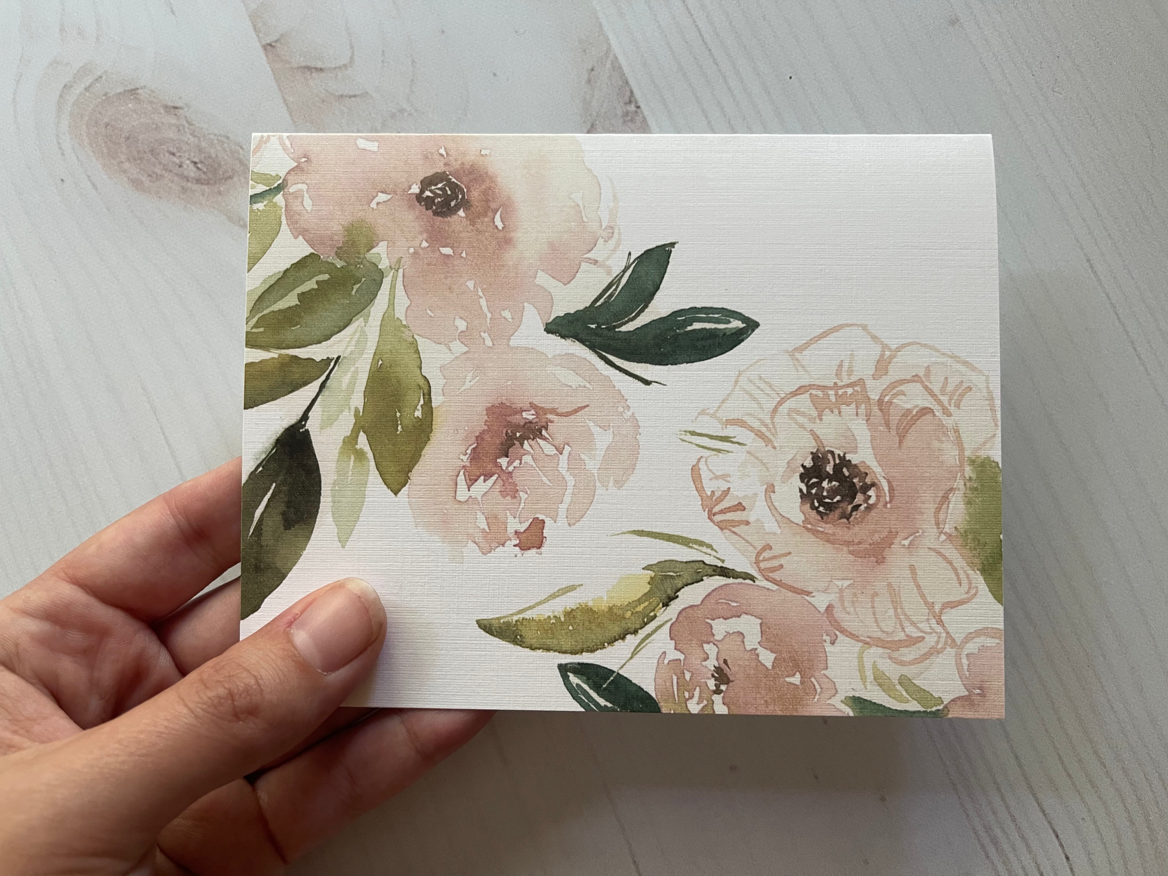 Soft Pink Floral Note Card