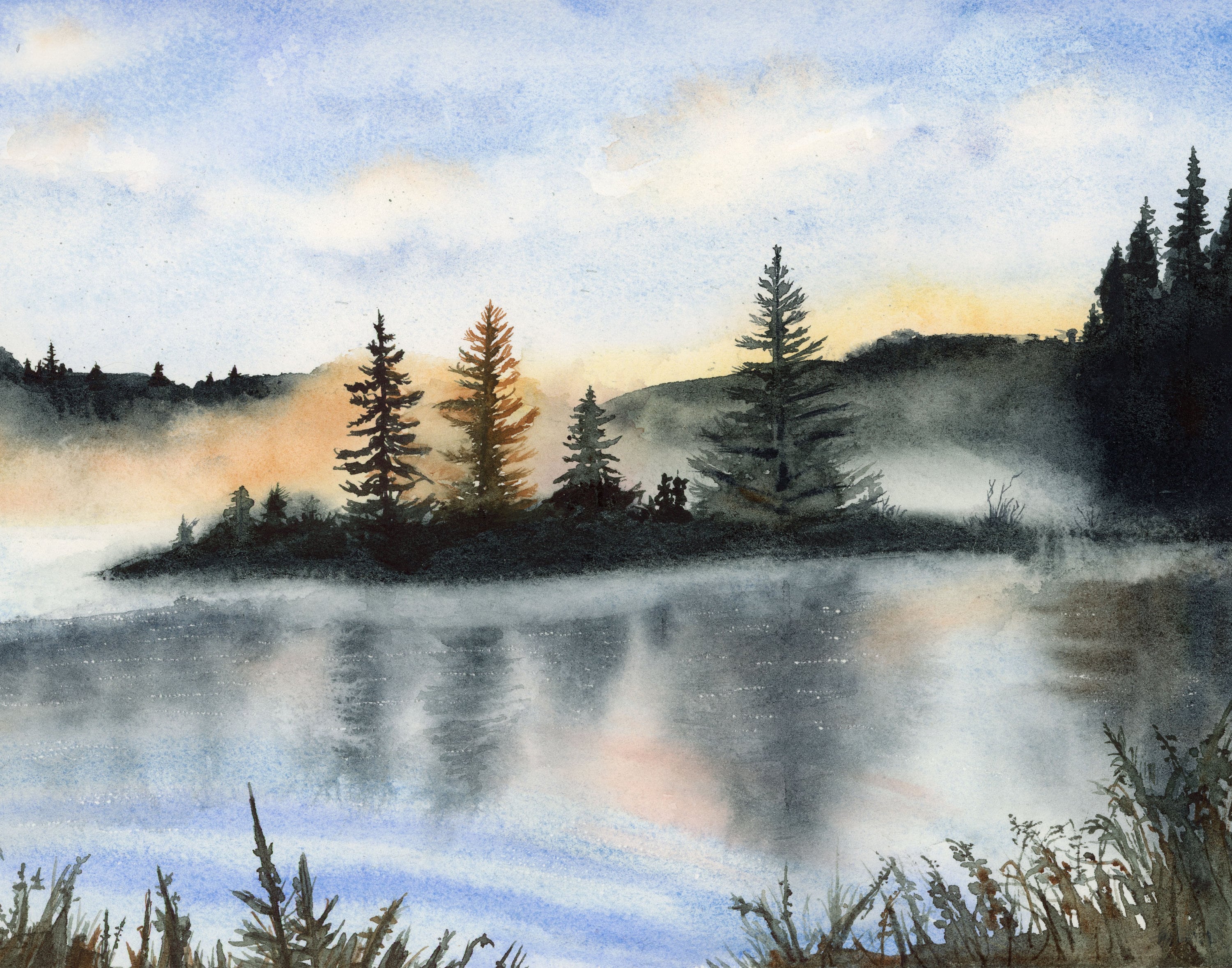 Misty Morning Lake