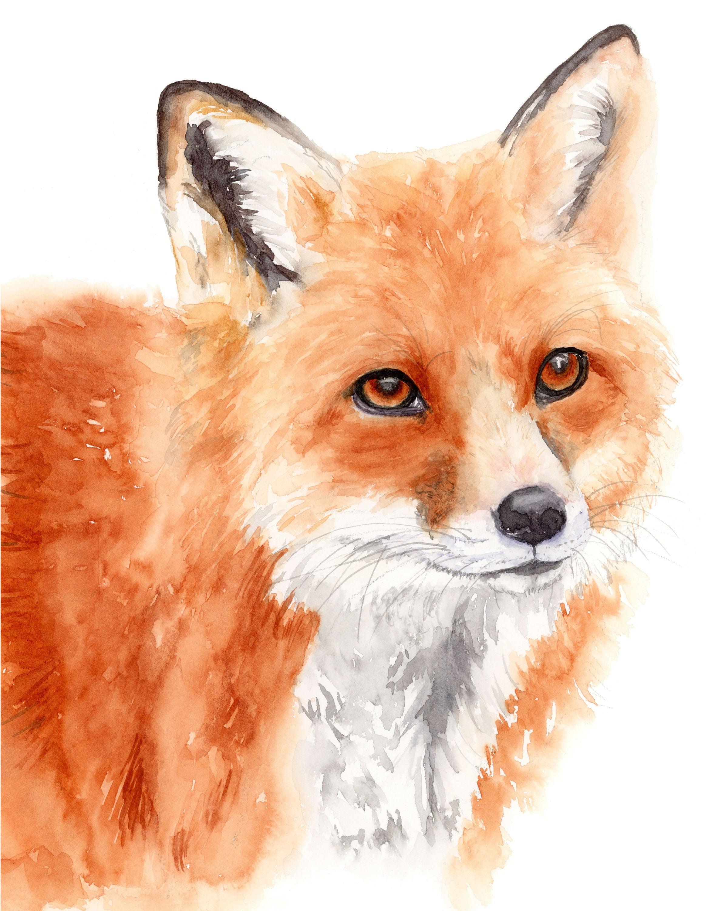 Ceramic Watercolor Palette and Brush Rest, Red Fox Face. the