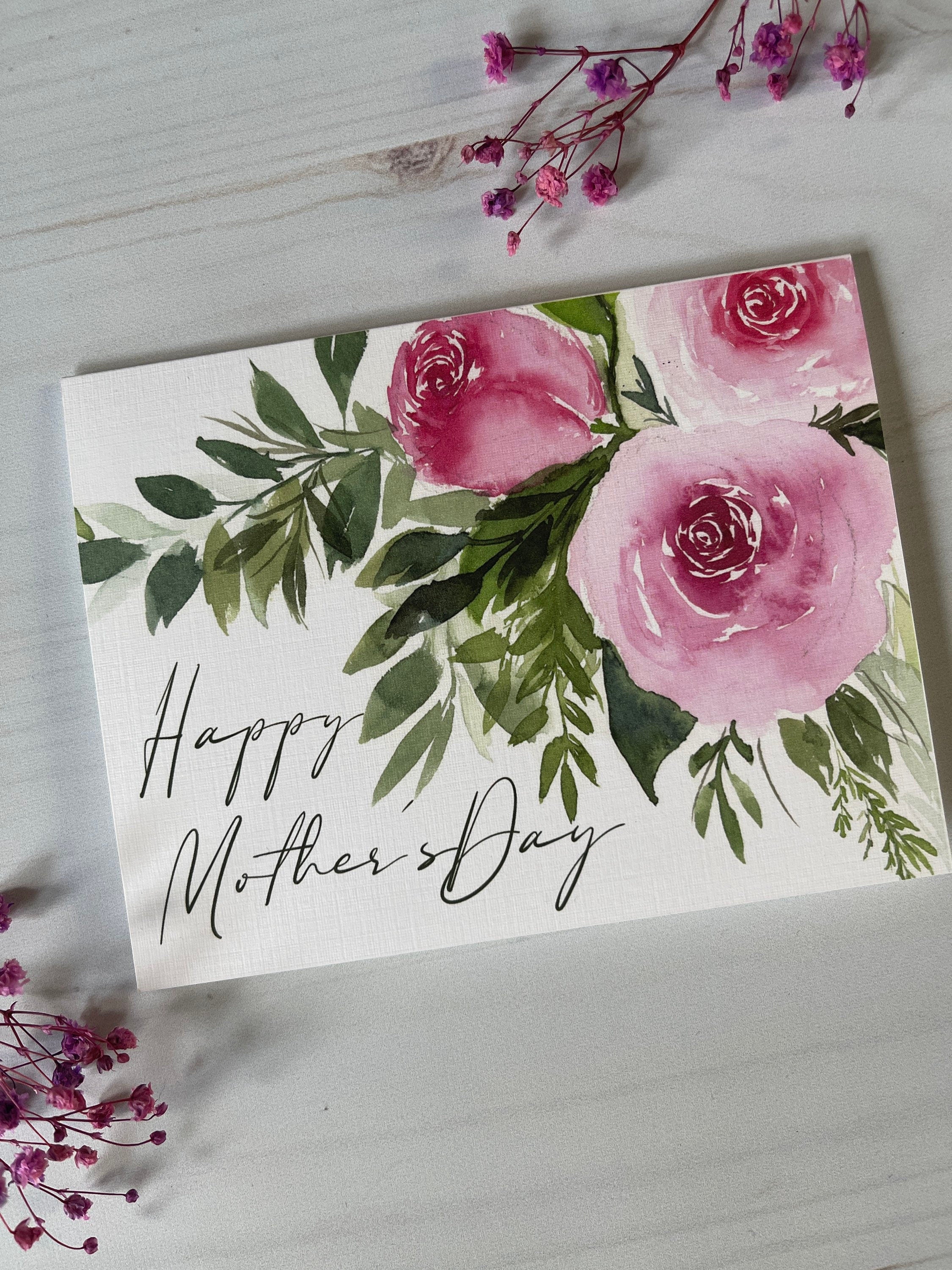 Pink Rose Cluster Mother's Day Greeting Card
