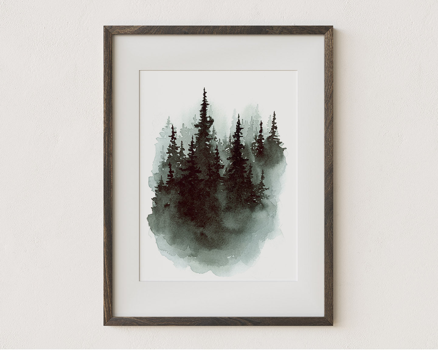 Set of 4 Misty Evergreen Trees