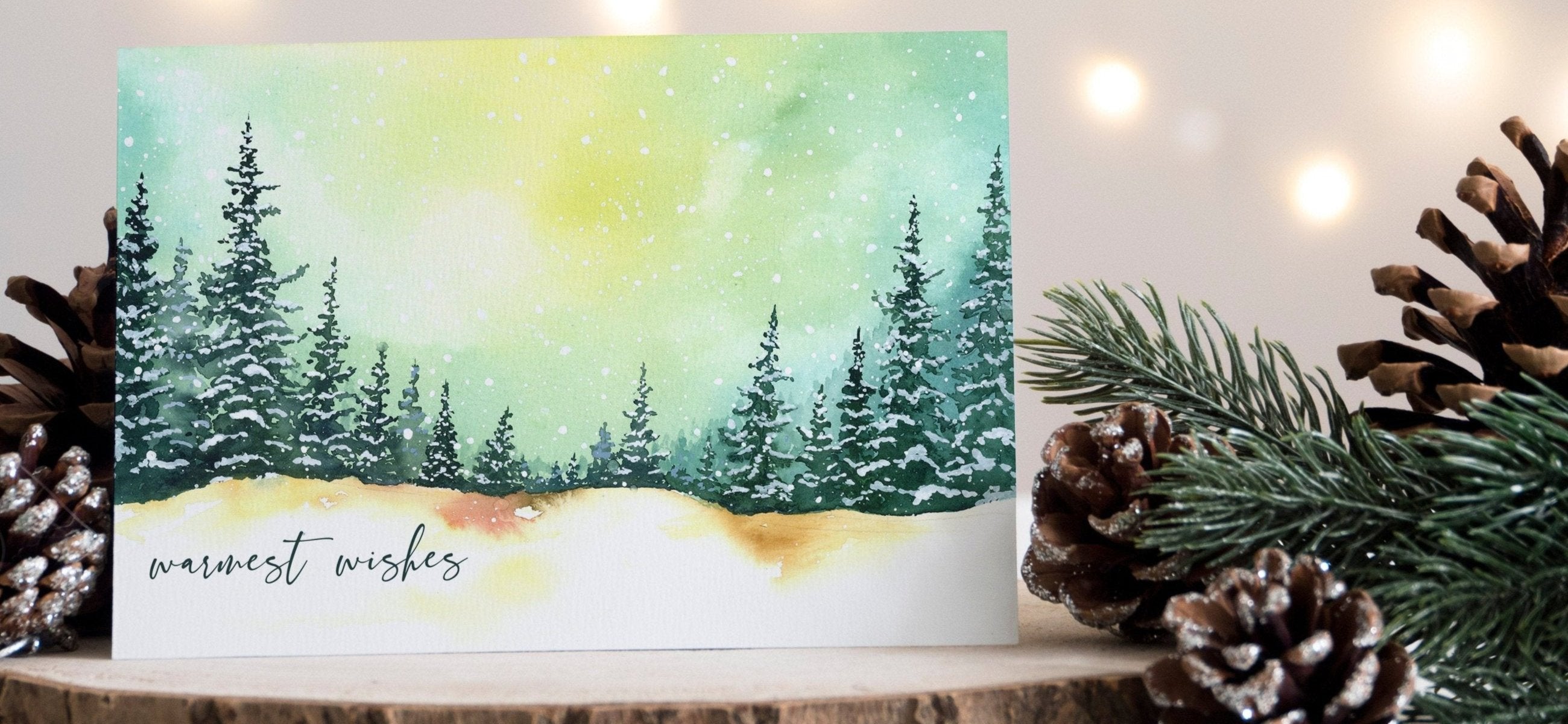 Snowy Pine Trees Holiday Card Set