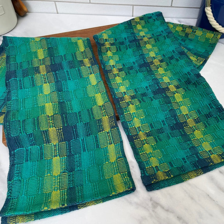 Vibrant Lagoon Handwoven Kitchen Towels