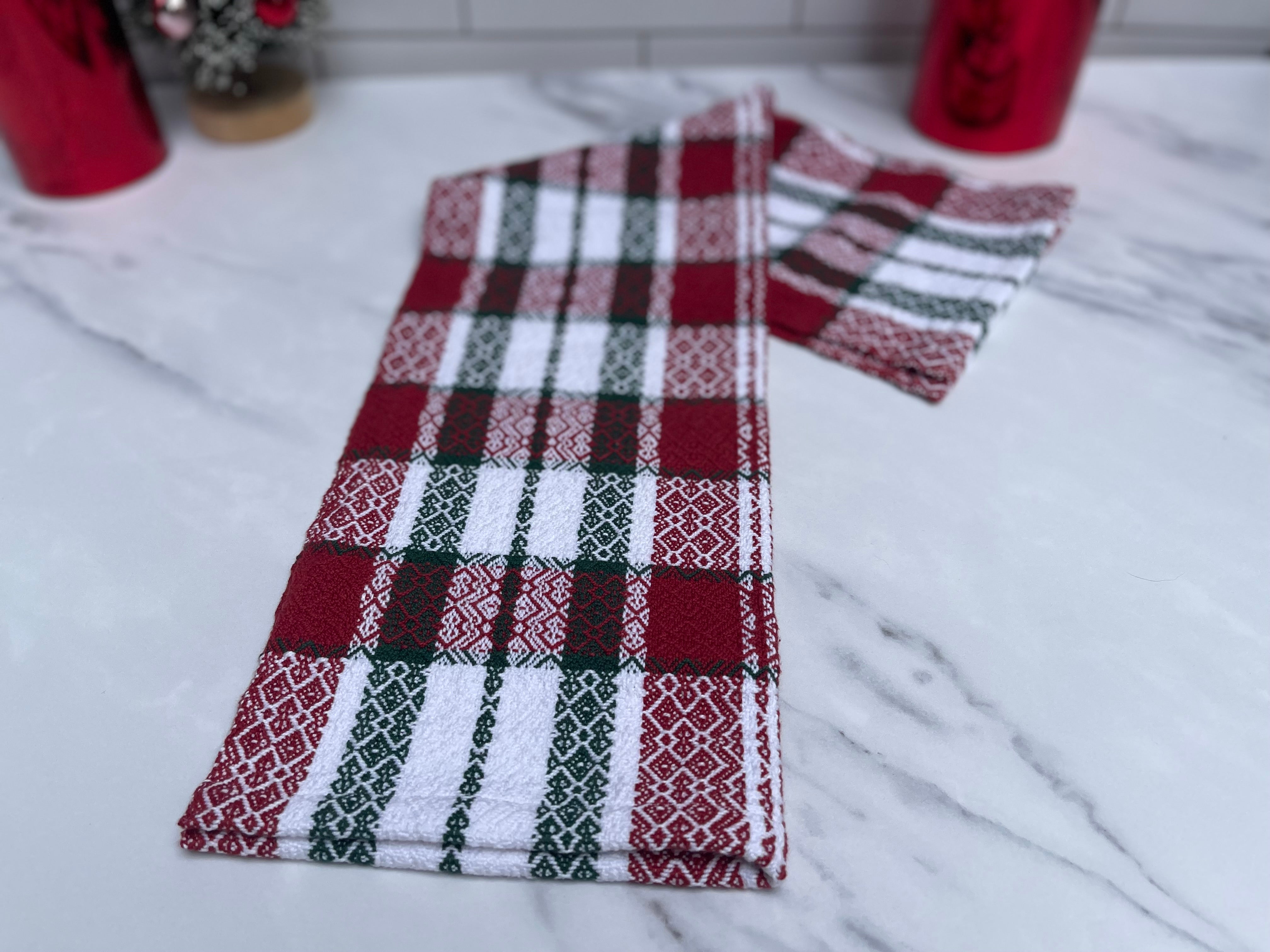 Classic Holiday Handwoven Cotton Kitchen Towels