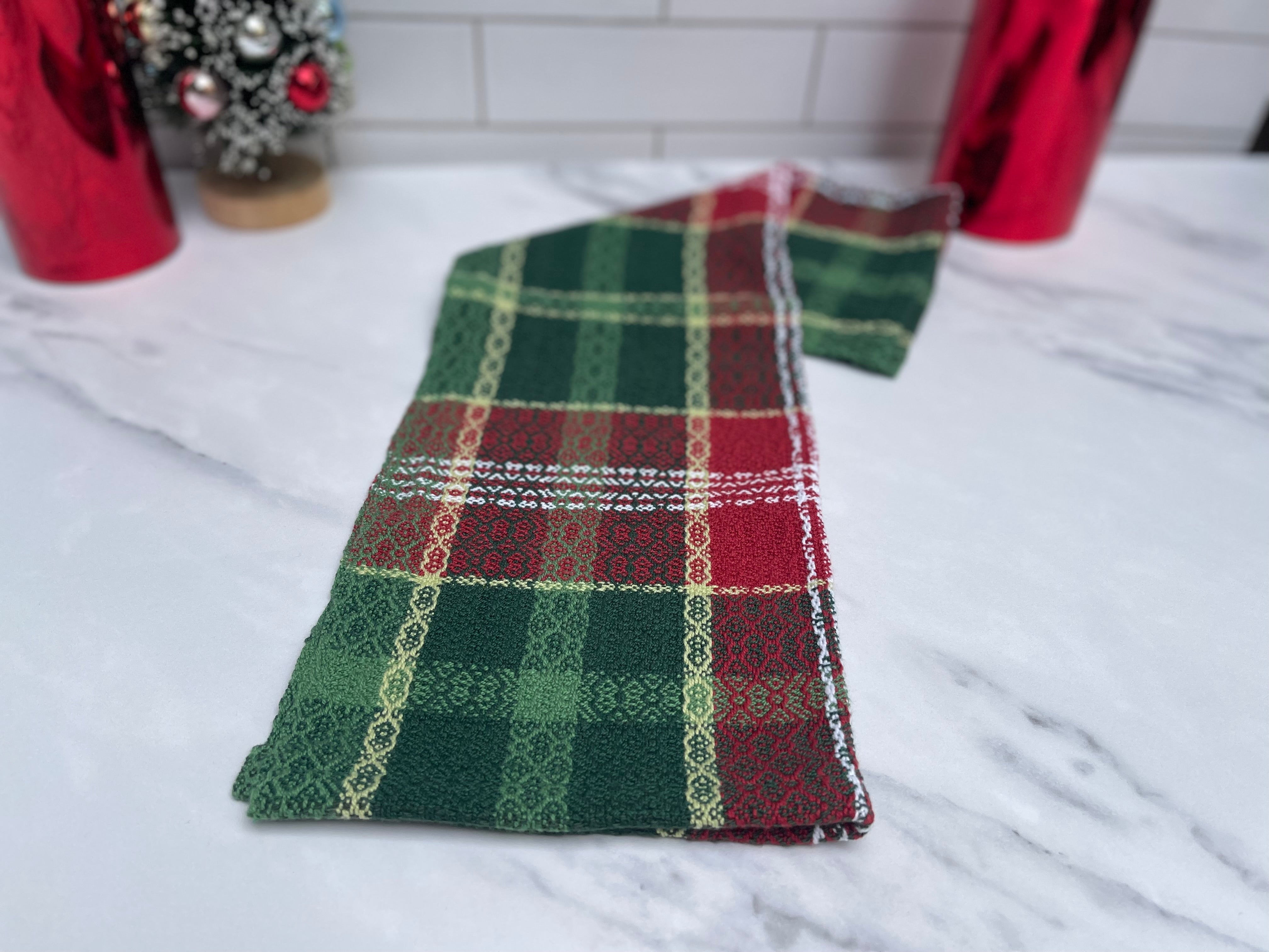Classic Holiday Handwoven Cotton Kitchen Towels