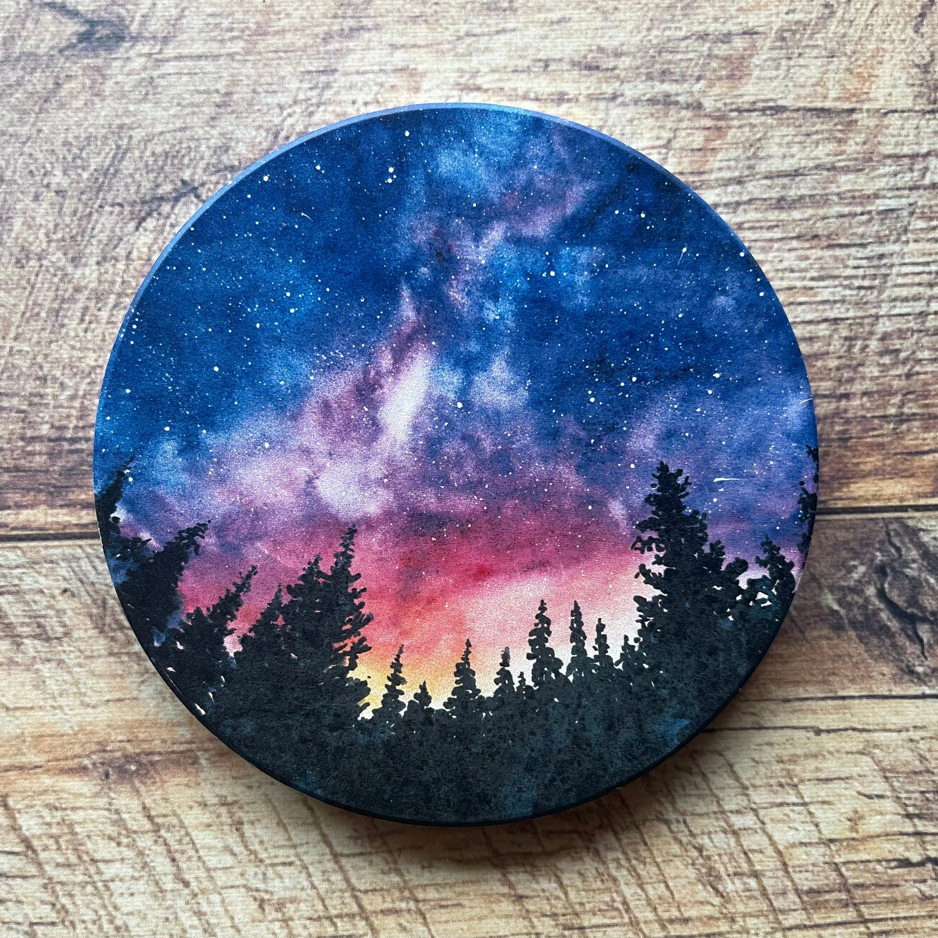 Set of 4 Galaxy Art Ceramic Coasters