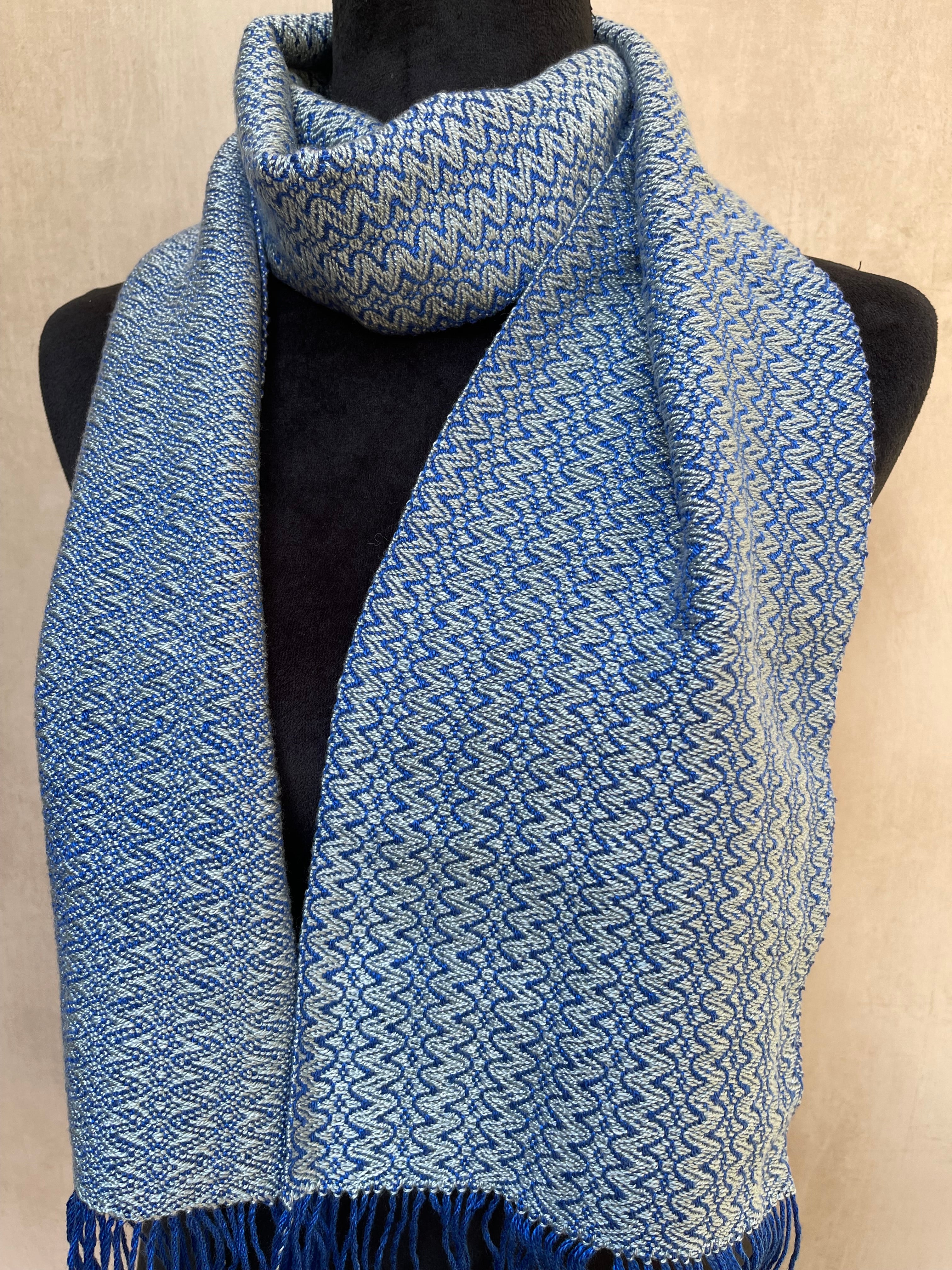 Handwoven Tencel Scarf - "Ice Castles"