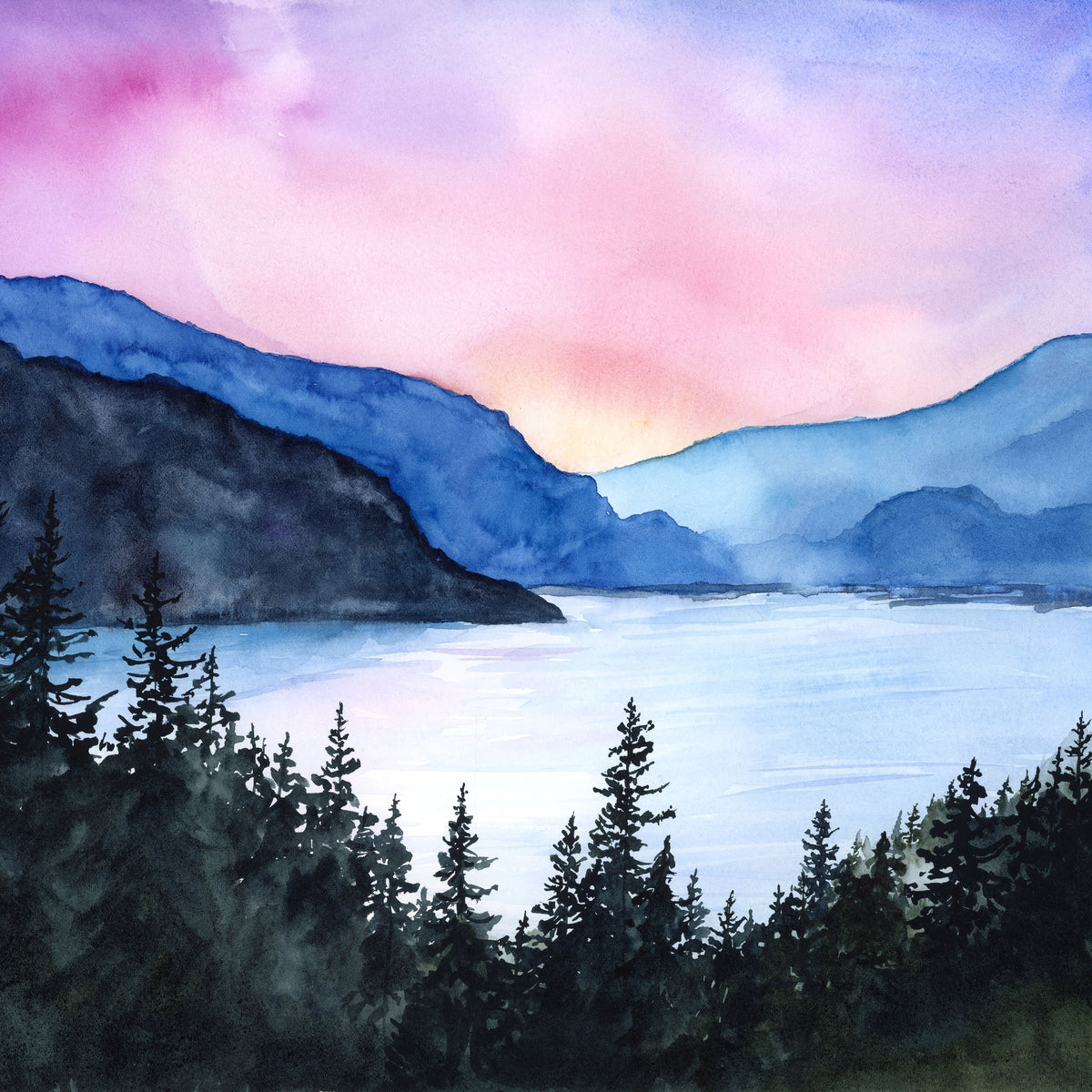 mountain lake sunset images