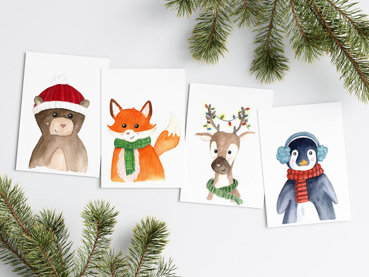 Cute Festive Animal Holiday Card Pack