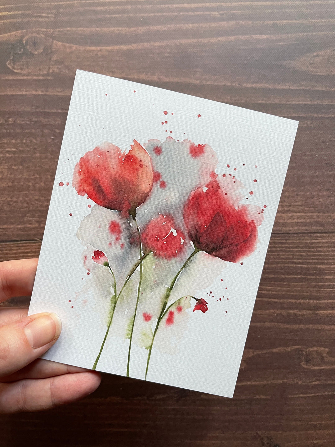 Red Poppy Flowers Printed Greeting Card