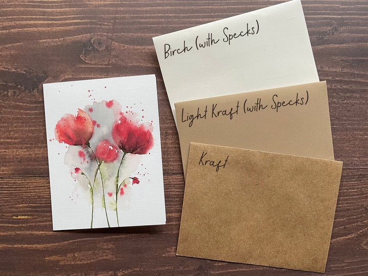 Red Poppy Flowers Printed Greeting Card