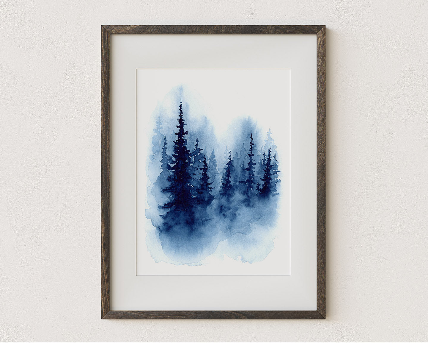 Set of 4 Misty Evergreen Trees