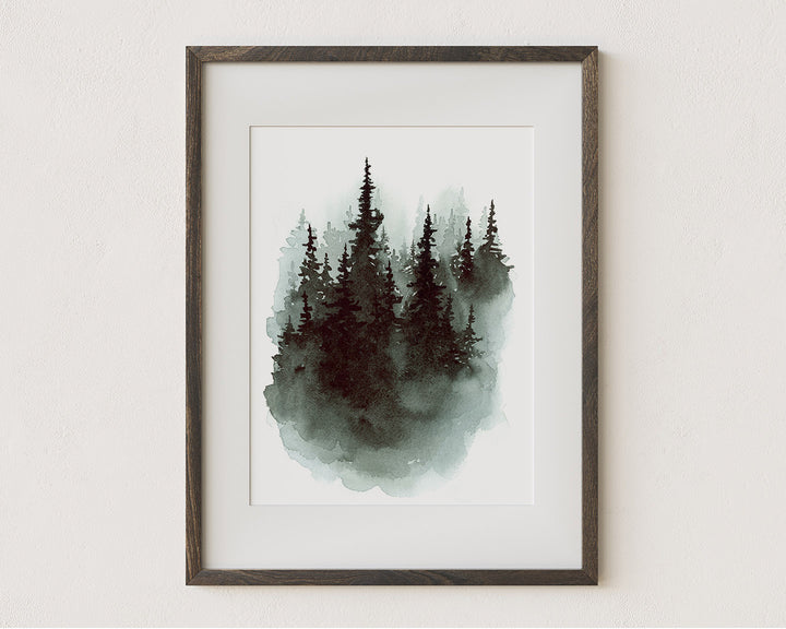 Set of 4 Misty Evergreen Trees