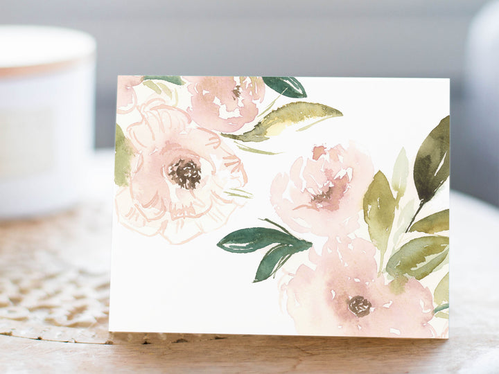 Soft Pink Floral Note Card