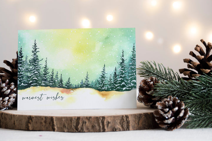 Snowy Pine Trees Holiday Card Set